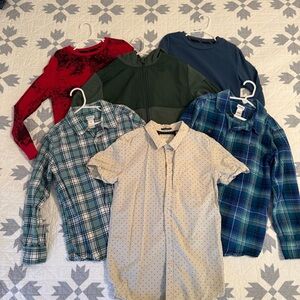 Lot Of Boys Festive Holiday Shirts And Green Jacket Size Medium 8
